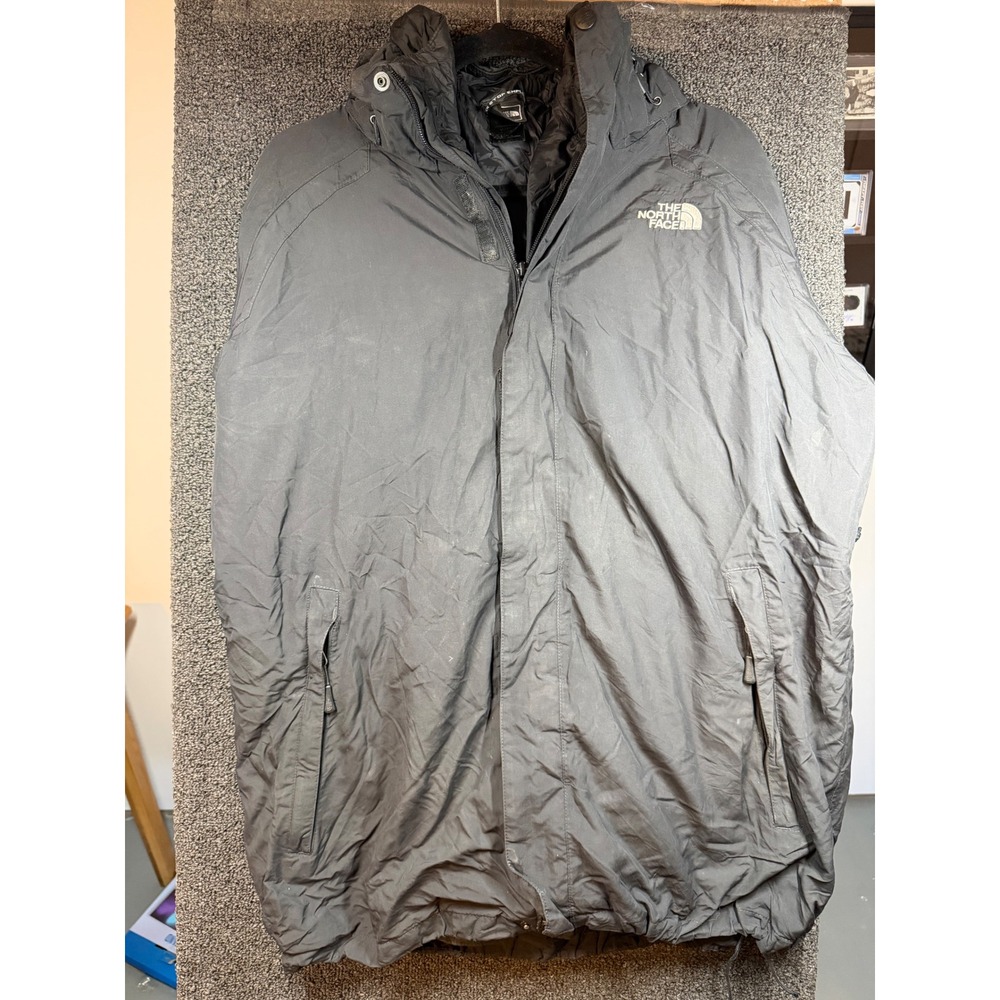 The North Face HyVent Rain Jacket Mens XL Black Hooded Waterproof Outerwear